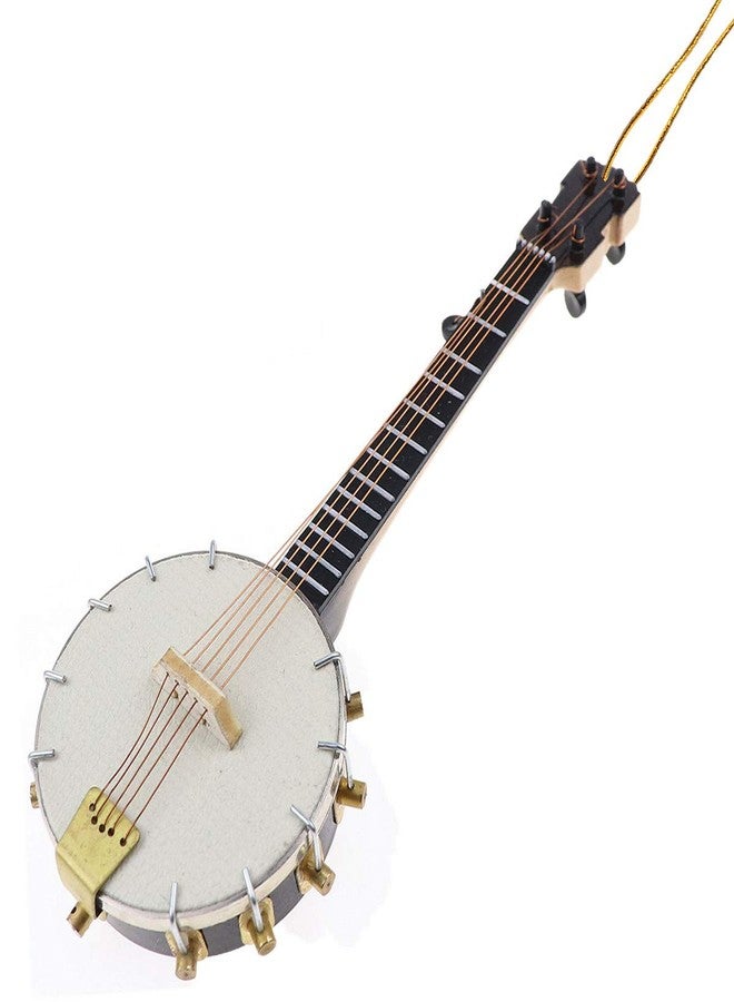 Dselvgvu Wooden String Miniature Banjo Hanging Ornament Mini Musical Instrument Replica Holiday Tree Home Decoration Display Ornament (5.51" Banjo) - Image 3